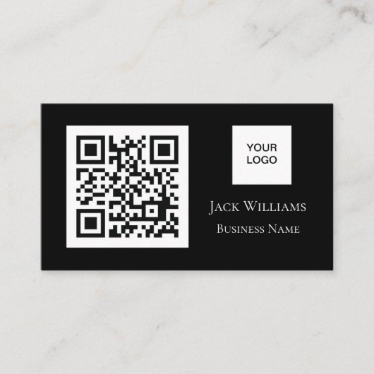 QR Code Business Logo Black Professional Modern Visitekaartje (Voorkant)