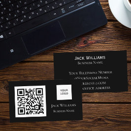 QR Code Business Logo Black Professional Modern Visitekaartje