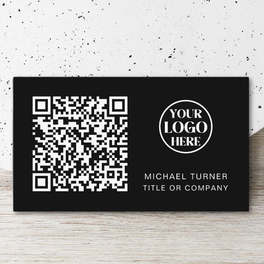 QR Code Business Logo Black Professional Modern Visitekaartje