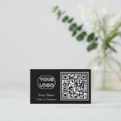 QR-code Business Logo Black Simple Professional Visitekaartje (Staand voorkant)