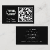 QR-code Business Logo Black Simple Professional Visitekaartje (Voorkant / Achterkant)
