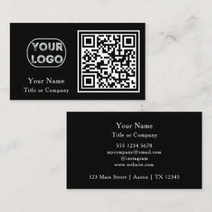 QR-code Business Logo Black Simple Professional Visitekaartje