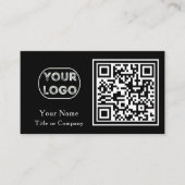 QR-code Business Logo Black Simple Professional Visitekaartje (Voorkant)