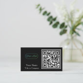 QR-code Business Logo Black Simple Professional Visitekaartje (Staand voorkant)