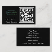 QR-code Business Logo Black Simple Professional Visitekaartje (Voorkant / Achterkant)