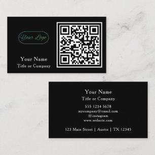 QR-code Business Logo Black Simple Professional Visitekaartje
