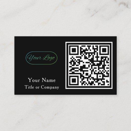 QR-code Business Logo Black Simple Professional Visitekaartje (Voorkant)