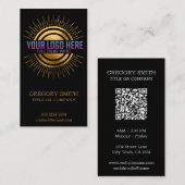 QR Code Business Logo Black Visitekaartje (Voorkant / Achterkant)