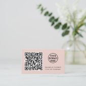 QR Code Business Logo Blush Pink Professional Visitekaartje (Staand voorkant)