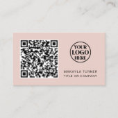 QR Code Business Logo Blush Pink Professional Visitekaartje (Voorkant)