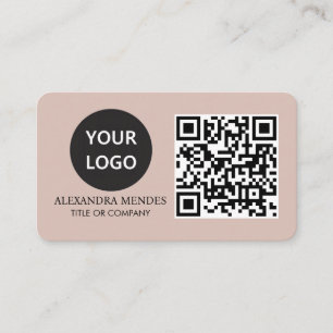 QR Code Business Logo, Boho Beige Professional Visitekaartje