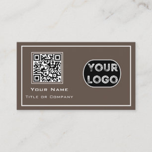 QR Code Business Logo Brown minimalist Visitekaartje