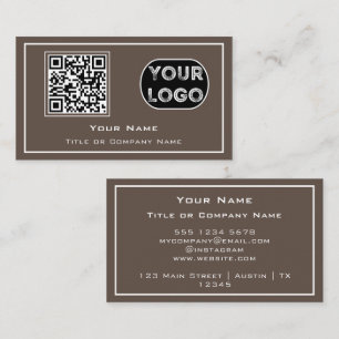 QR Code Business Logo Brown minimalist Visitekaartje