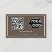 QR Code Business Logo Brown minimalist Visitekaartje (Voorkant)