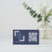 QR Code Business Logo Custom Logo Marine Modern Visitekaartje (Staand voorkant)