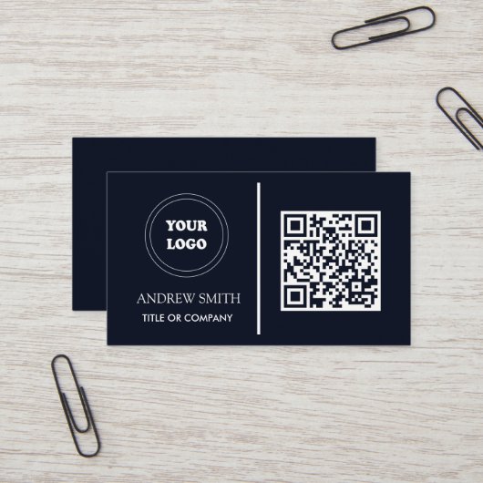 QR Code Business Logo, donker, modern, professione Visitekaartje (Voorkant / Achterkant in situ)