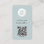 QR Code Business Logo Dusty Blue Visitekaartje (Voorkant)
