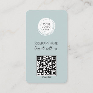 QR Code Business Logo Dusty Blue Visitekaartje