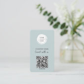 QR Code Business Logo Dusty Blue Visitekaartje (Staand voorkant)