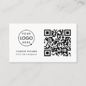 QR Code Business Logo | Eenvoudig minimalistisch w Visitekaartje (Voorkant)