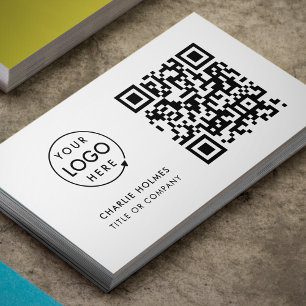 QR Code Business Logo   Eenvoudig minimalistisch w Visitekaartje