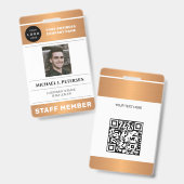 QR code business logo employee photo copper ID Badge (Voor- en achterkant)