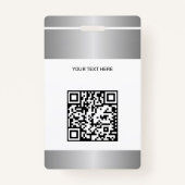 QR code business logo employee photo silver ID Badge (Achterkant)