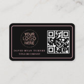 QR-code Business Logo Gold Black Professional Visitekaartje (Voorkant)