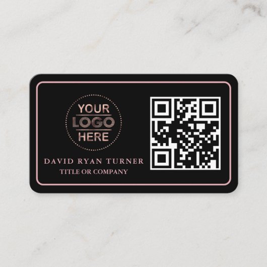 QR-code Business Logo Gold Black Professional Visitekaartje (Voorkant)