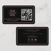 QR-code Business Logo Gold Black Professional Visitekaartje (Voorkant / Achterkant)
