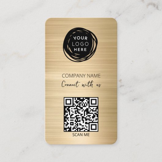 QR Code Business Logo Gold Visitekaartje (Voorkant)