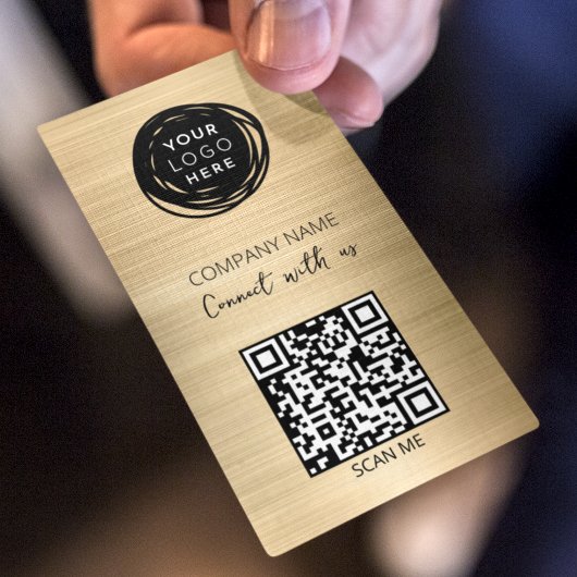 QR Code Business Logo Gold Visitekaartje