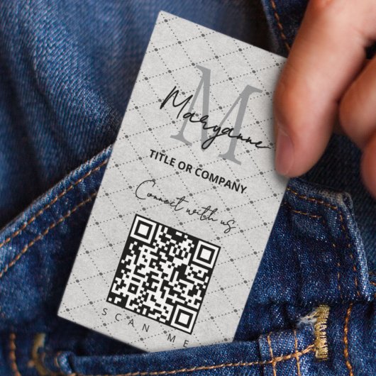 QR Code Business Logo Grey Checker Visitekaartje