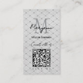 QR Code Business Logo Grey Checker Visitekaartje (Voorkant)