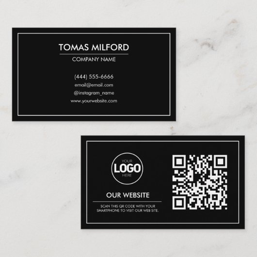 QR Code Business Logo Kaart | Modern minimalist Visitekaartje (Voorkant / Achterkant)