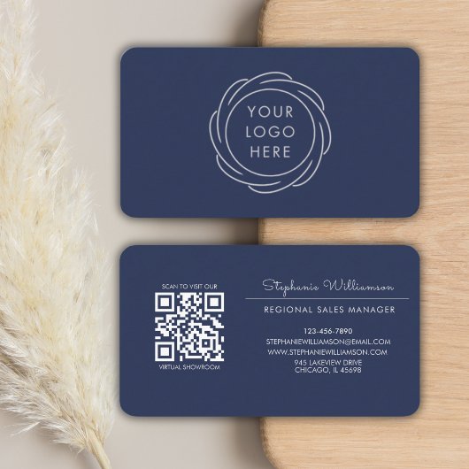 QR Code Business Logo Marine Modern Professioneel Visitekaartje