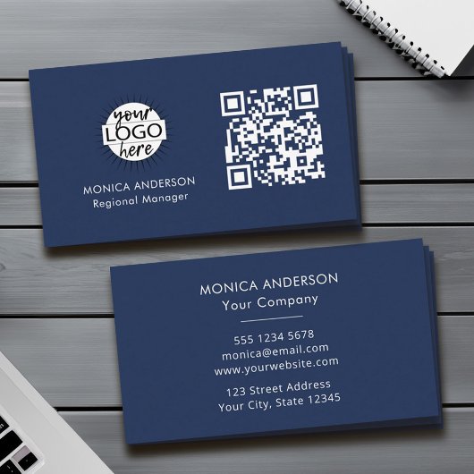 QR Code Business Logo Marine Modern Professioneel Visitekaartje