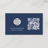 QR Code Business Logo Marine Modern Professioneel Visitekaartje (Voorkant)