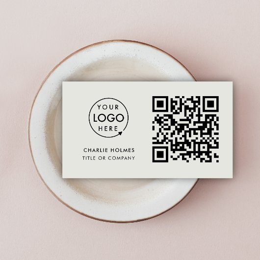 QR Code Business Logo | Minimale grijze beroepsbeo Visitekaartje