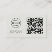 QR Code Business Logo | Minimale grijze beroepsbeo Visitekaartje (Voorkant)