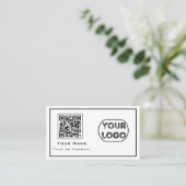 QR Code Business Logo minimalistisch wit Visitekaartje (Staand voorkant)