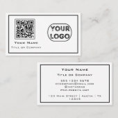 QR Code Business Logo minimalistisch wit Visitekaartje (Voorkant / Achterkant)