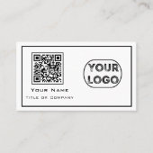 QR Code Business Logo minimalistisch wit Visitekaartje (Voorkant)