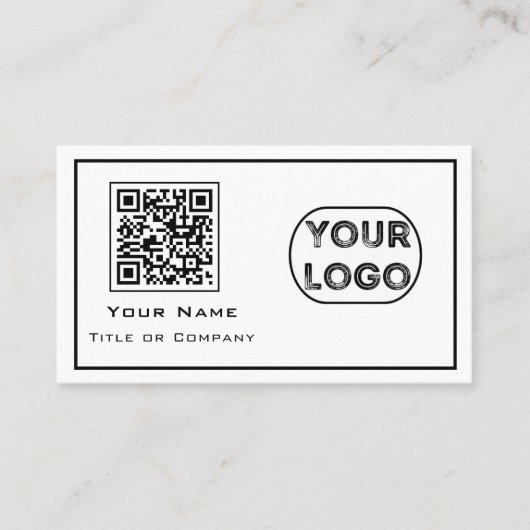 QR Code Business Logo minimalistisch wit Visitekaartje (Voorkant)