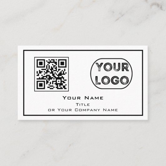 QR Code Business Logo minimalistisch wit Visitekaartje (Voorkant)