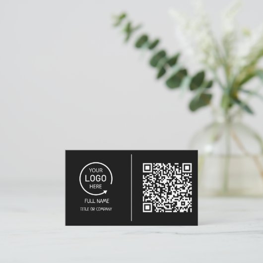 QR Code Business Logo | Modern Blush Pink Business Contactkaartje (Staand voorkant)