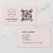 QR Code Business Logo | Modern Blush Pink Business Visitekaartje (Voorkant / Achterkant)