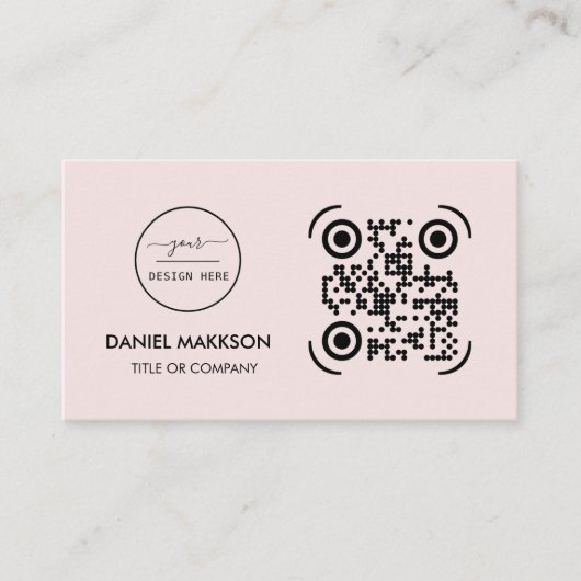 QR Code Business Logo | Modern Blush Pink Business Visitekaartje (Voorkant)
