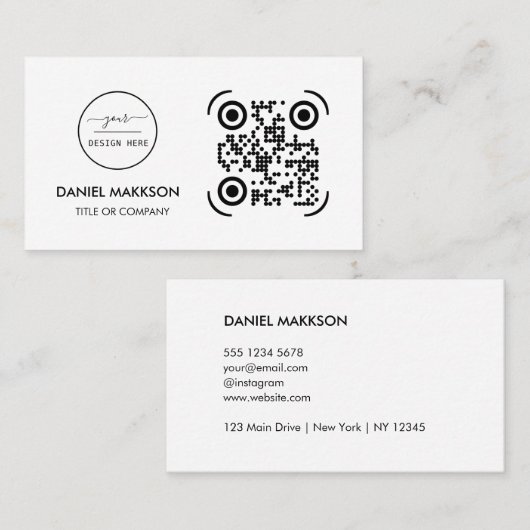 QR Code Business Logo | Modern Blush Pink Business Visitekaartje (Voorkant / Achterkant)