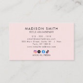 QR Code Business Logo | Modern Blush Pink Visitekaartje (Achterkant)